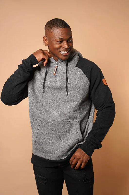 Men's hoodie for errands-Alani Dark Heather Grey/Black Hoodie