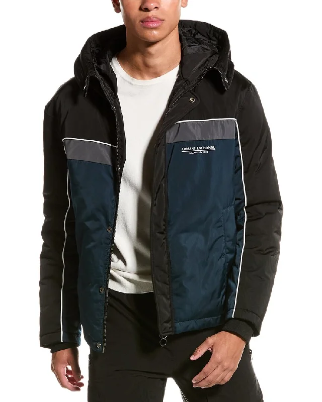 Men's rugged jackets-Armani Exchange Colorblock Coat