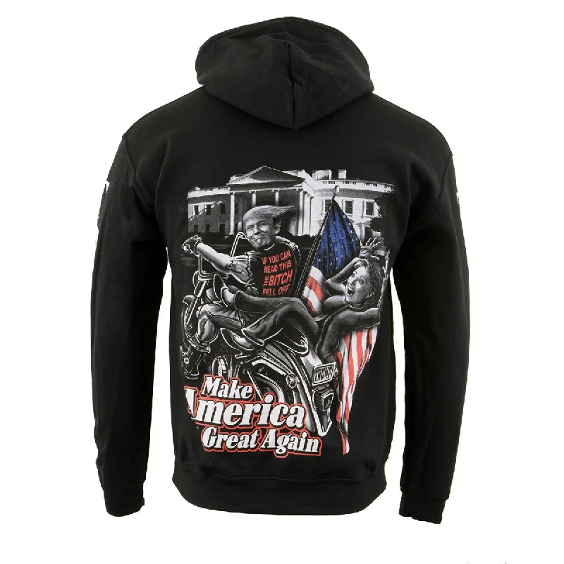 Men's hoodie for picnics-Biker Clothing Co. BCC118012 Men's Black 'Make America Great Again' Motorcycle Hoodie