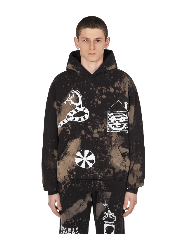 Men's hoodie with faux fur-Slam Jam Acid Splatter Hooded Sweatshirt Black