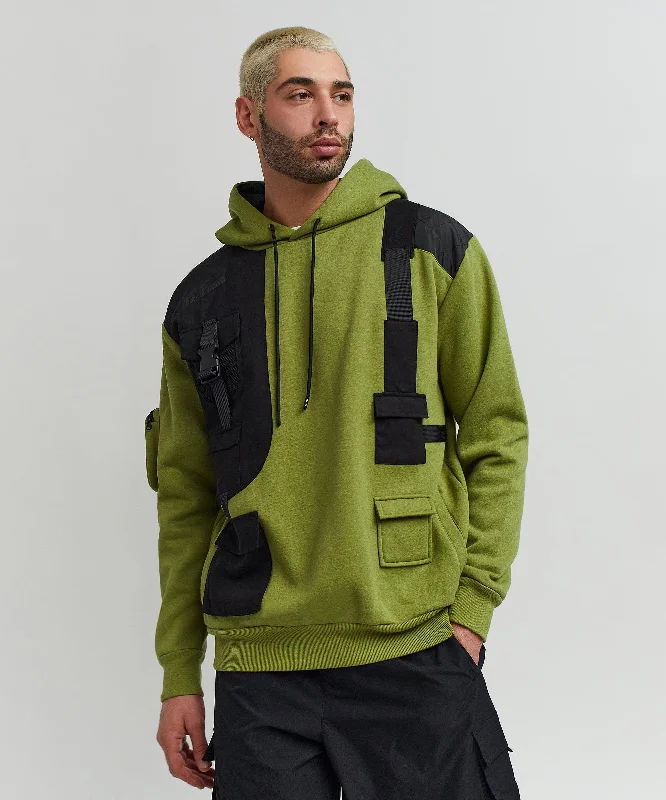 Men's hoodie for lazy days-Brigade Fleece Hoodie - Olive Green