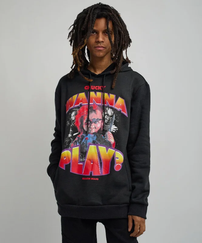 Men's hoodie sports edition-Chucky Wanna Play Graphic Print Hoodie