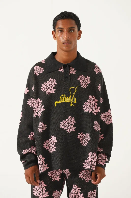 Men's hoodie with pop art-"JASMINE GARDEN" KNIT SWEATSHIRT