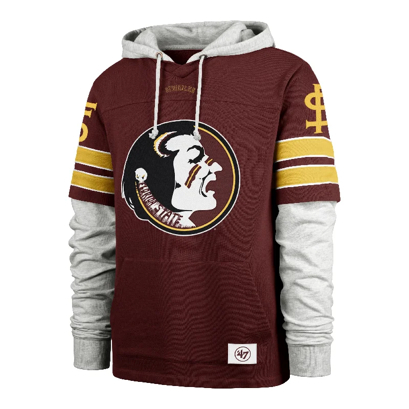 Men's hoodie with curved hem-FLORIDA STATE SEMINOLES VINTAGE GRIDIRON BLITZ '47 CORNERBACK LACER