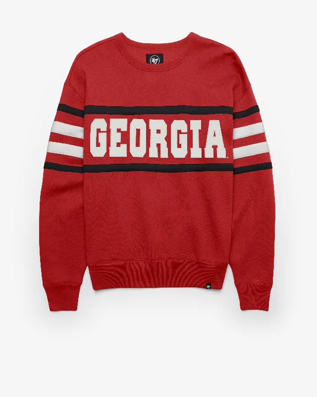 Men's hoodie for muscular build-GEORGIA BULLDOGS COACHES CORNER OVATION '47 LOWER EAST CREW