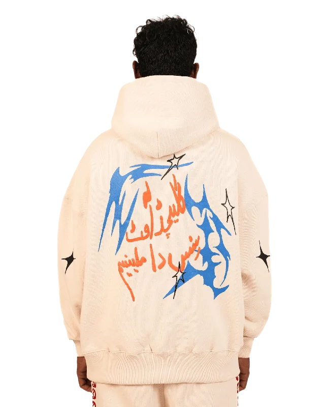 Men's hoodie for parties-"SHOOTING STAR" BEIGE HOODIE