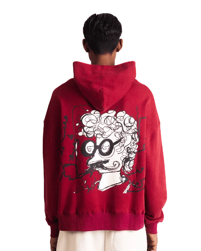 Men's hoodie for running-"ROOSEVELT" RED HOODIE