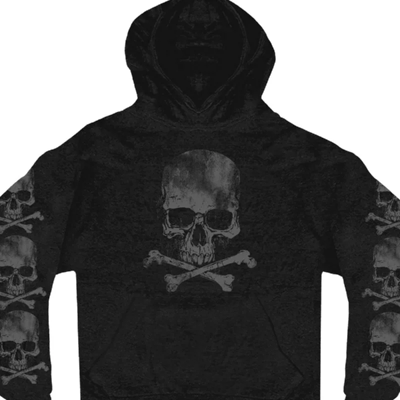 Men's hoodie for Netflix binge-Hot Leathers GMD4305 Men's Black Skull and Crossbones Pull Over Hoodie