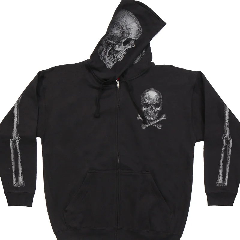 Men's hoodie for date night-Hot Leathers GMZ4402 Men’s ‘Jolly Roger Skull’ Black Hoodie with Zipper Closure