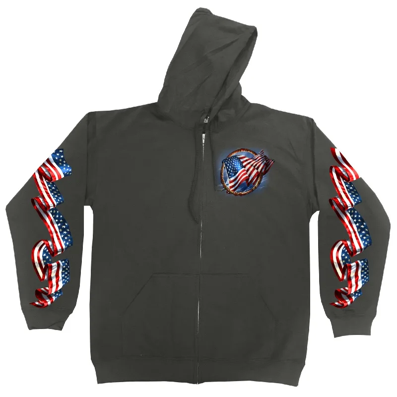 Men's hoodie with varsity print-Hot Leathers GMZ4532 Men’s Charcoal 'Hoop Eagle Hoodie'