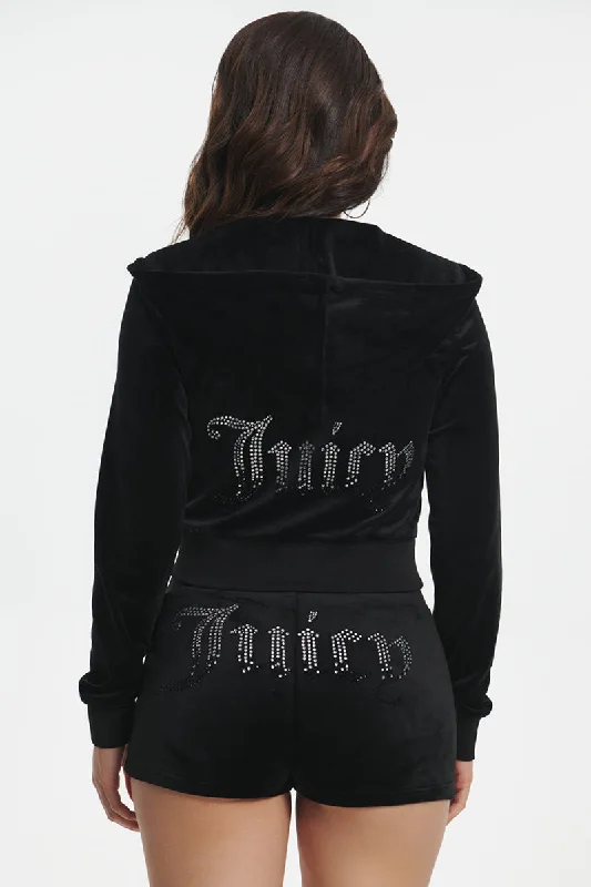 Men's hoodie with tribal design-Ombre Big Bling Velour Hoodie