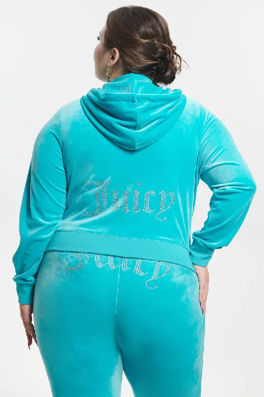 Men's hoodie for urban nights-Plus-Size OG Big Bling Velour Hoodie