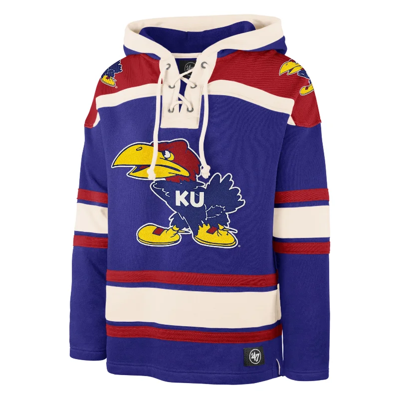 Men's hoodie with neon accents-KANSAS JAYHAWKS VINTAGE SUPERIOR '47 LACER HOOD