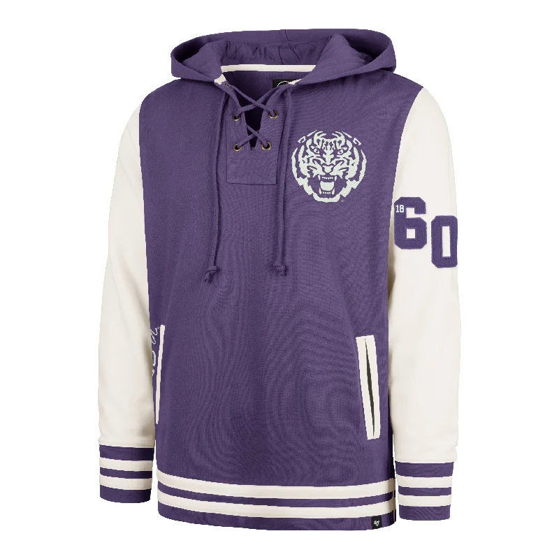 Men's hoodie with glitter accents-LOUISIANA STATE TIGERS LSU LETTERMAN FIELD LATERAL '47 LACER HOOD