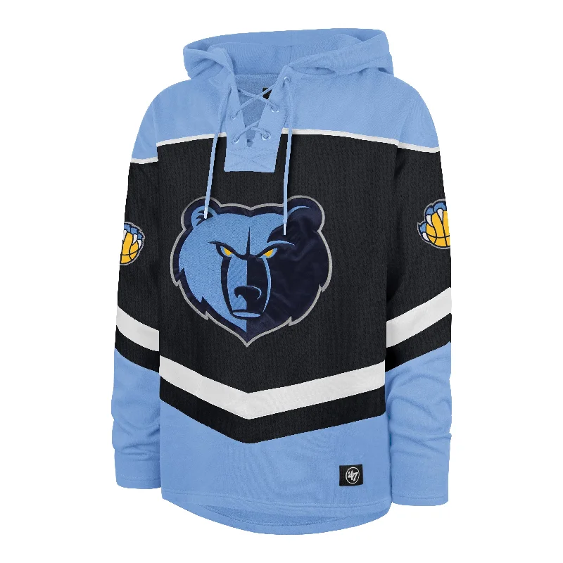 Men's hoodie with doodle art-MEMPHIS GRIZZLIES TRI SATIN '47 LAYUP LACER HOOD