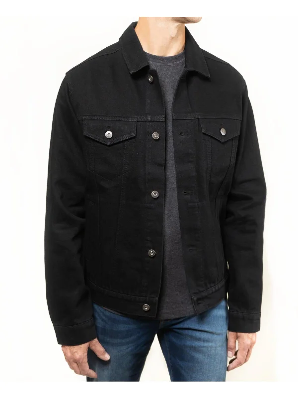 Men's fitted jackets-Mens Denim Short Trucker Jacket