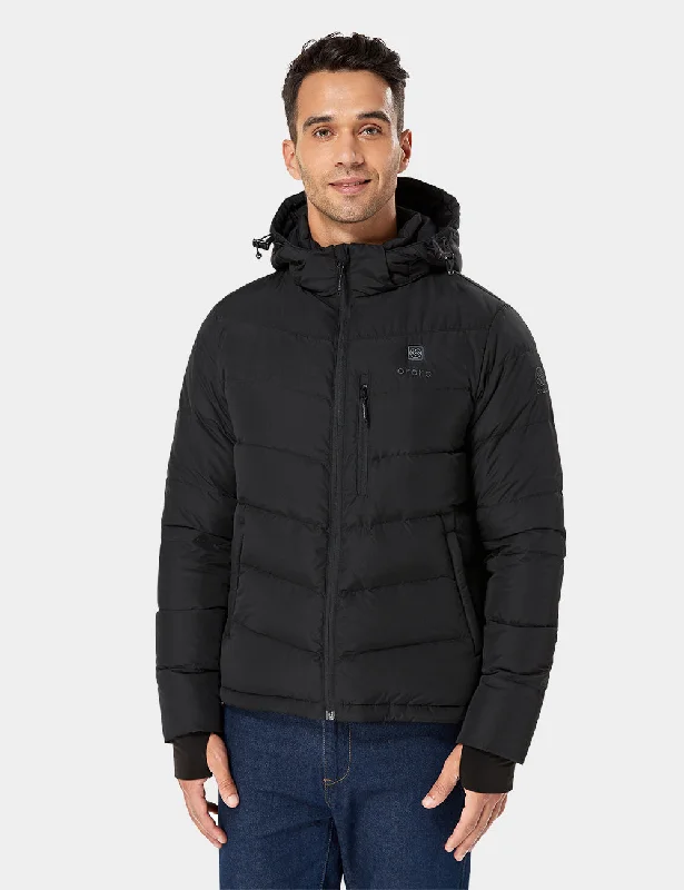 Men's road-trip jackets-Men's Heated Down Jacket - Black