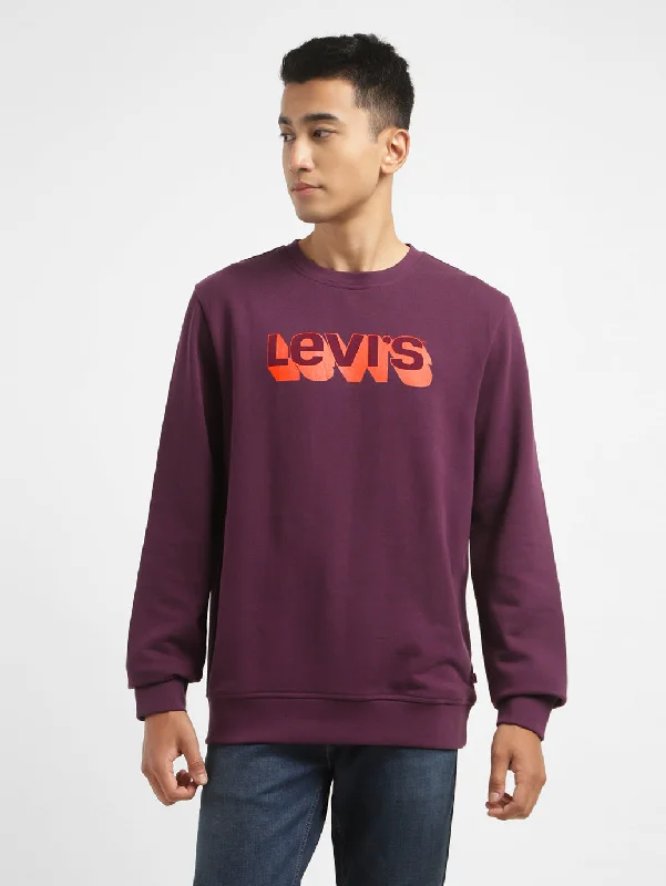 Men's hoodie with glossy print-Men's Brand Logo Crew Neck Sweatshirt