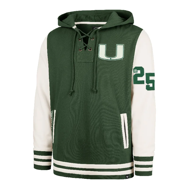 Men's hoodie for martial arts-MIAMI HURRICANES LETTERMAN FIELD LATERAL '47 LACER HOOD