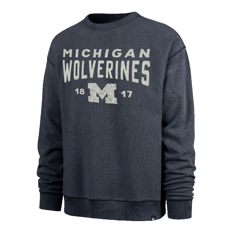 Men's hoodie for study sessions-MICHIGAN WOLVERINES DUSTED WINDSOR '47 RIVER CREW