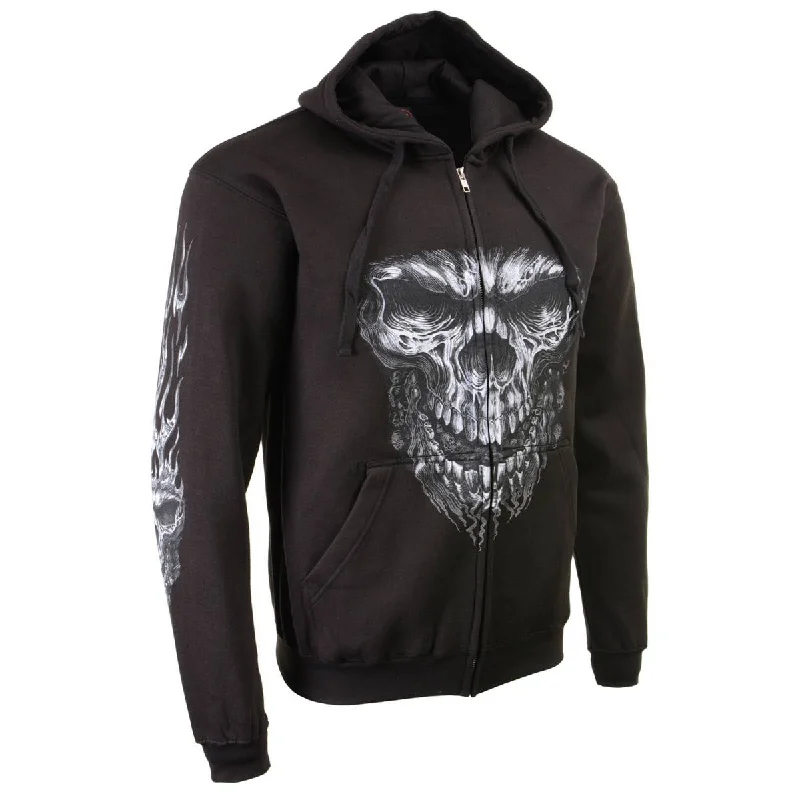 Men's hoodie cotton blend-Milwaukee Leather MPMH118002 Men’s ‘Shredder Skull’ Black Hoodie with Zipper Closure