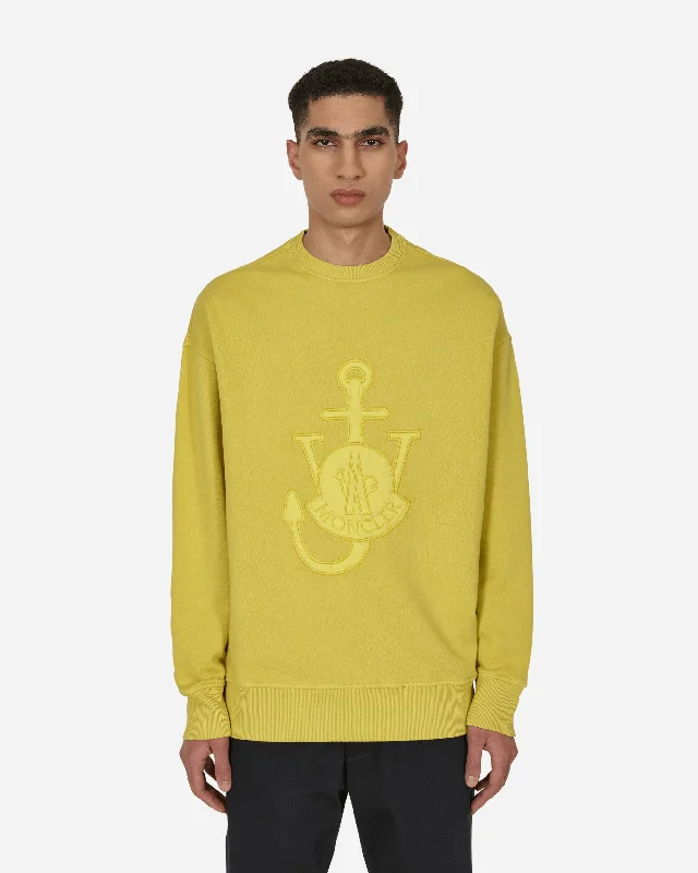 Men's hoodie for boxing-1 Moncler JW Anderson Logo Crewneck Sweatshirt Yellow