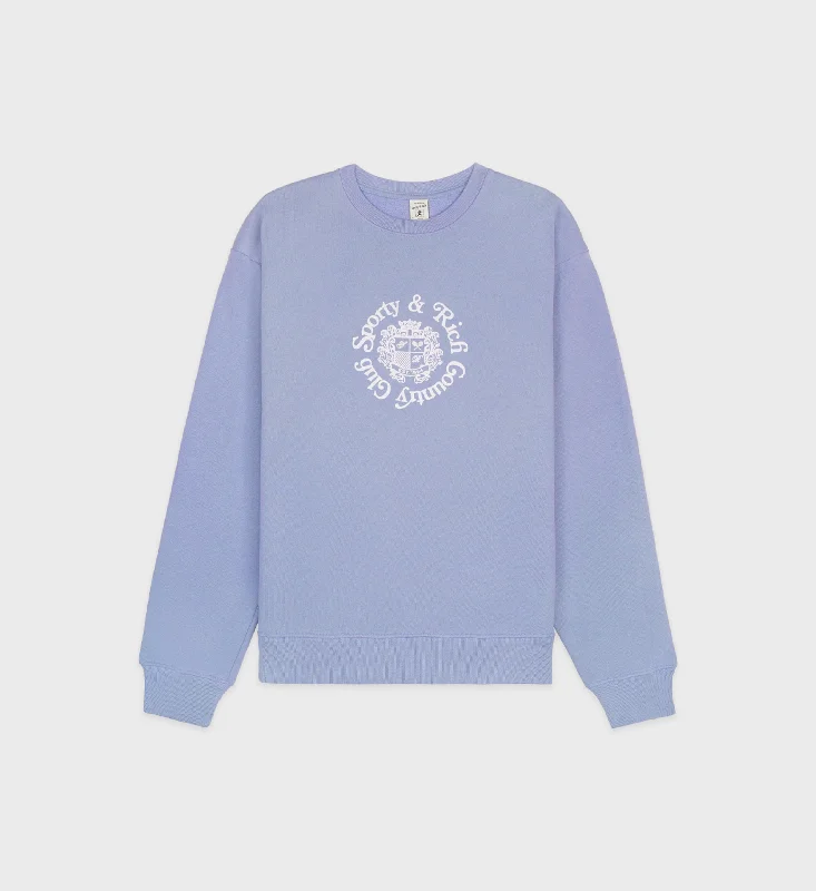 Men's hoodie for subway rides-Monte Carlo Crewneck - Periwinkle/White