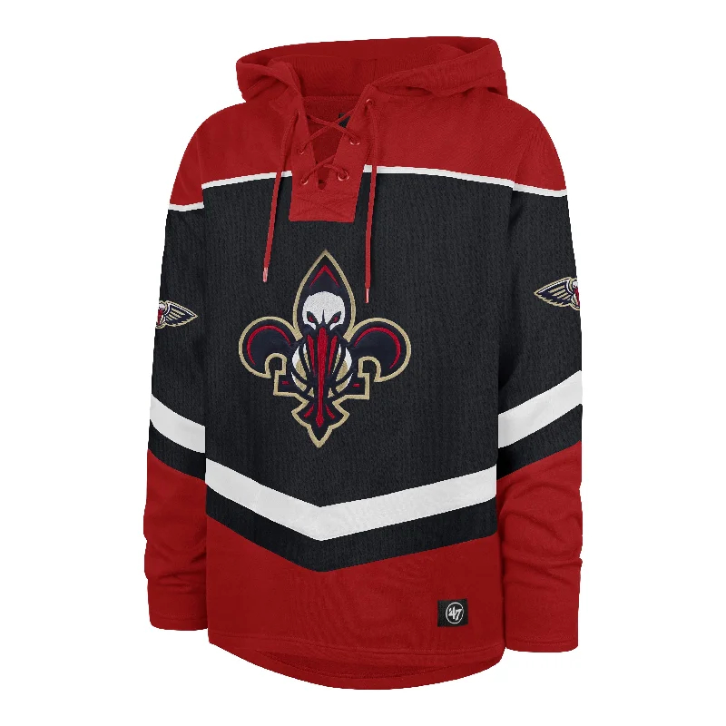 Men's hoodie with chevron pattern-NEW ORLEANS PELICANS TRI SATIN '47 LAYUP LACER HOOD