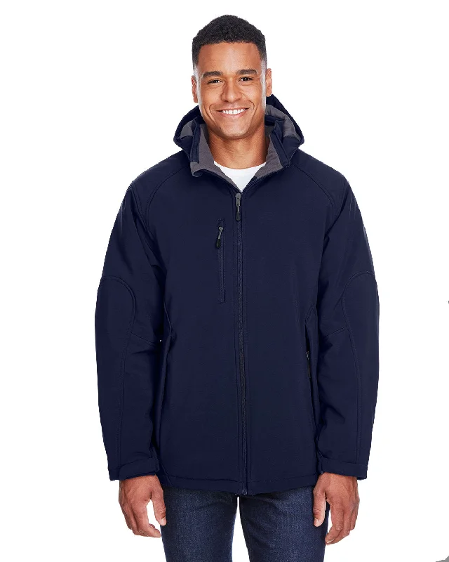 Men's patterned jackets-North End Men's Glacier Insulated Three-Layer Fleece Bonded Soft Shell Jacket with Detachable Hood