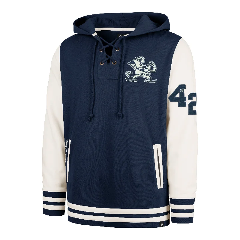 Men's hoodie for soccer-NOTRE DAME FIGHTIN IRISH LETTERMAN FIELD '47 LATERAL LACER HOOD