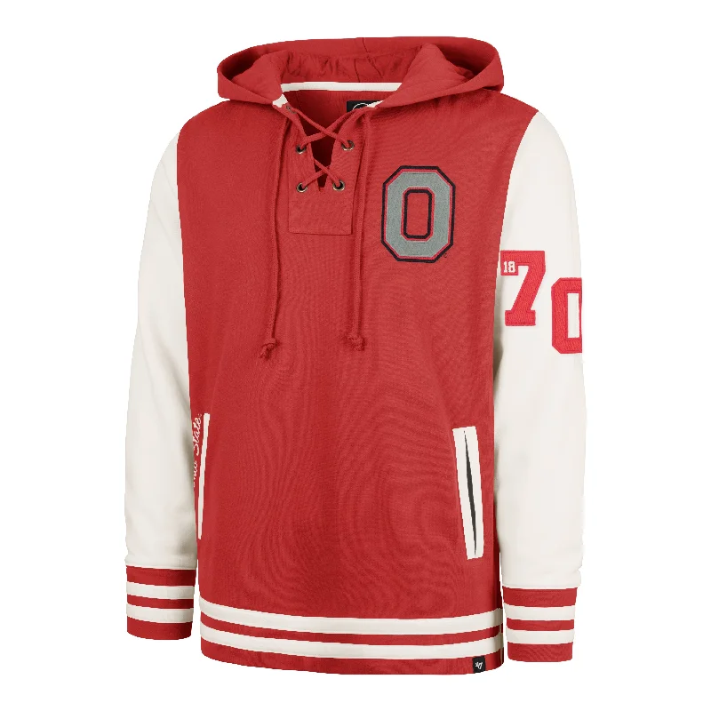 Men's hoodie for cold weather-OHIO STATE BUCKEYES LETTERMAN FIELD LATERAL '47 LACER HOOD