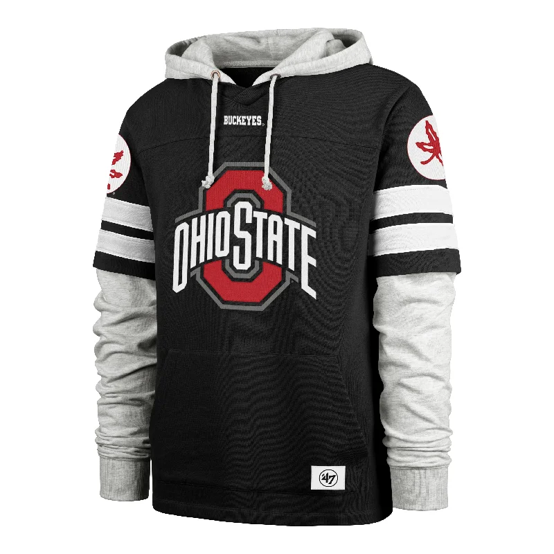 Men's hoodie black color-OHIO STATE BUCKEYES GRIDIRON BLITZ '47 CORNERBACK LACER