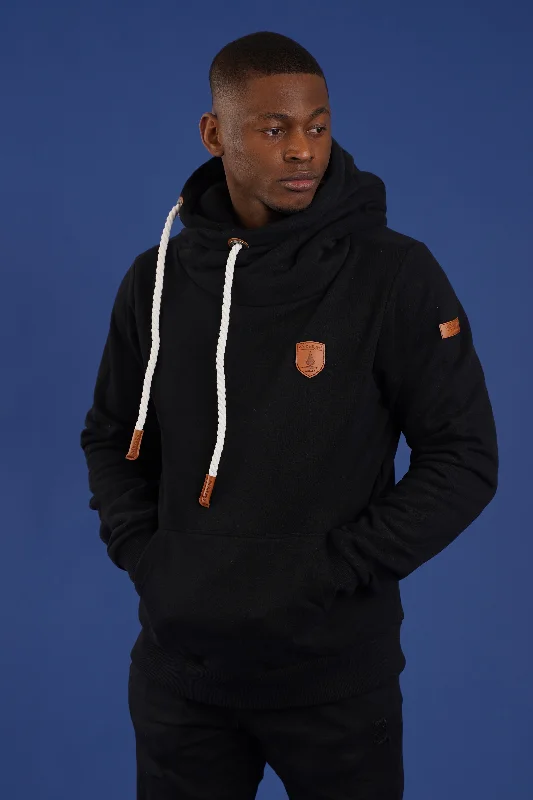 Men's hoodie with zipper-Olympus Black Hoodie