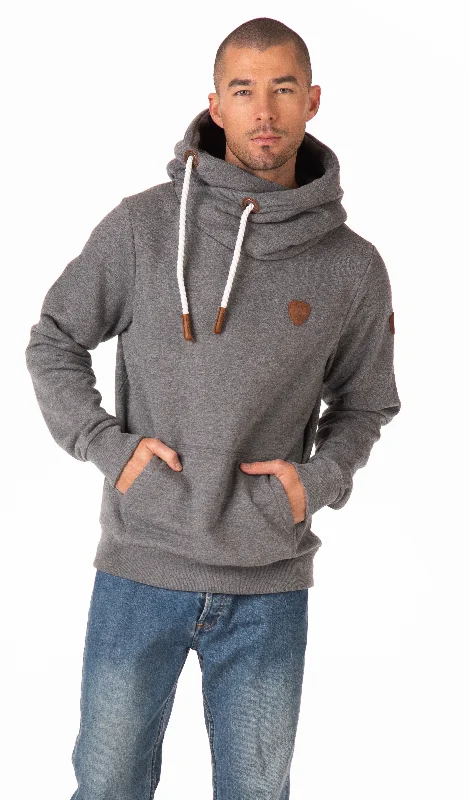 Men's hoodie with plaid design-Olympus Dark Heather Grey Hoodie