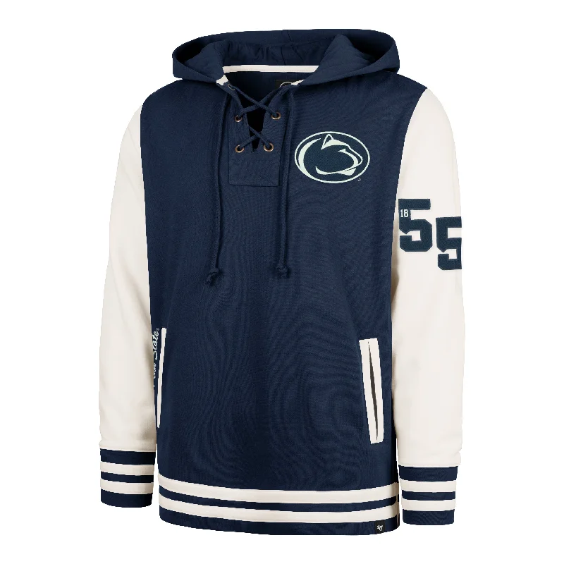 Men's hoodie with side pockets-PENN STATE NITTANY LIONS LETTERMAN FIELD LATERAL '47  LACER HOOD