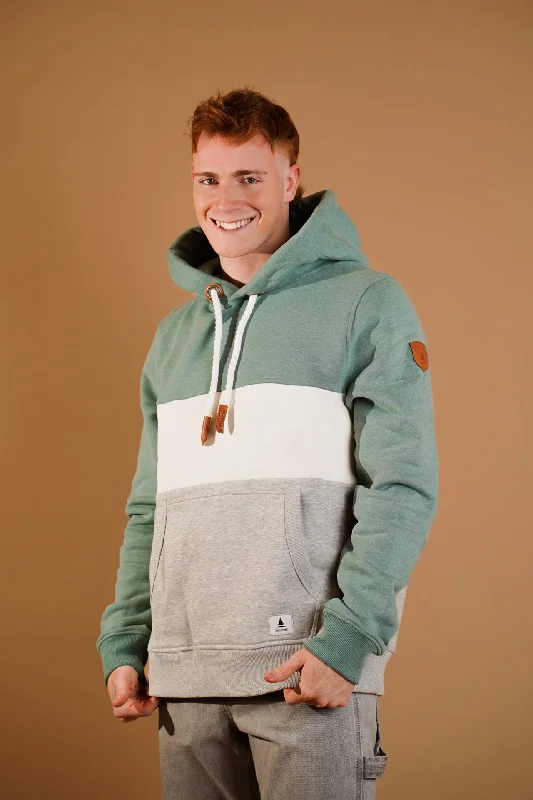 Men's hoodie for river walks-Rivera Sage/Oatmeal/Light Heater Grey Hoodie