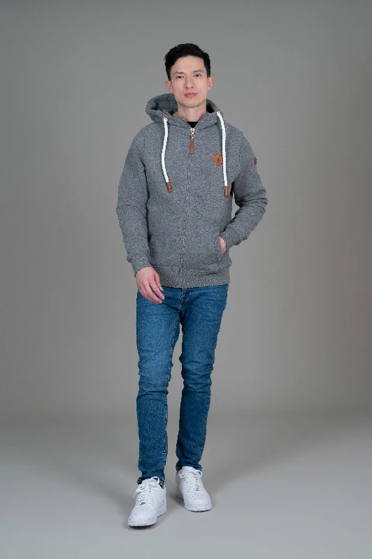 Men's hoodie lightweight fabric-Zeus Dark Heather Grey Full-Zip Hoodie