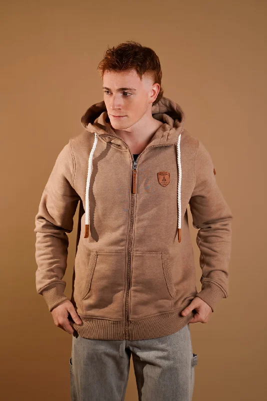 Men's hoodie for martial arts-Zeus Mocha Full-Zip Hoodie