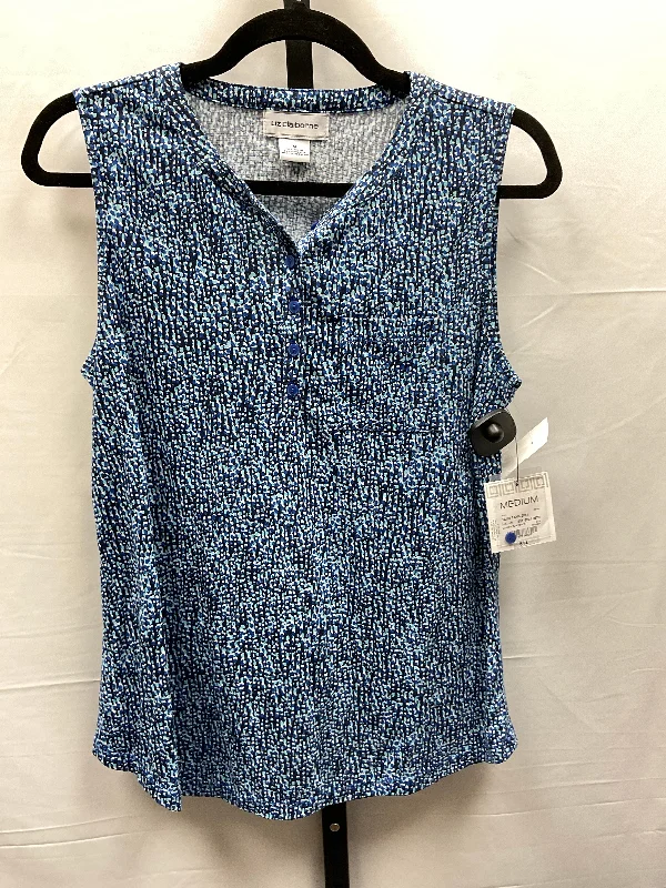 Men's short-sleeve slim fit shirt-Blue Top Sleeveless Liz Claiborne, Size M