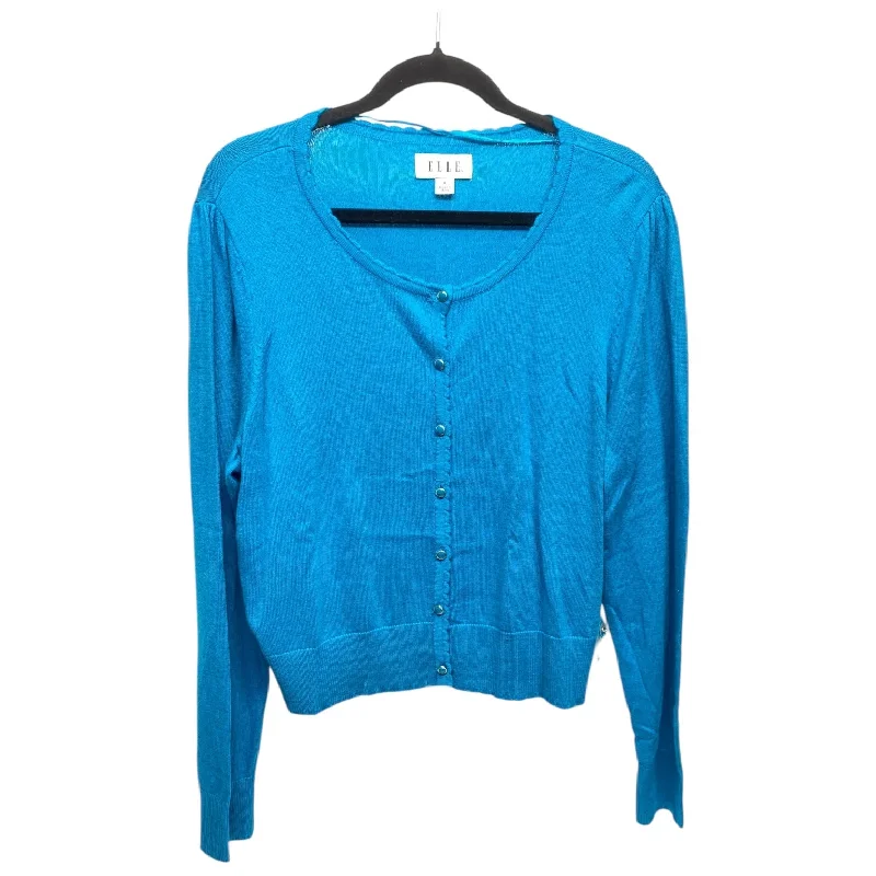 Men's short-sleeve premium linen shirt-Cardigan By Elle In Teal, Size: Xl