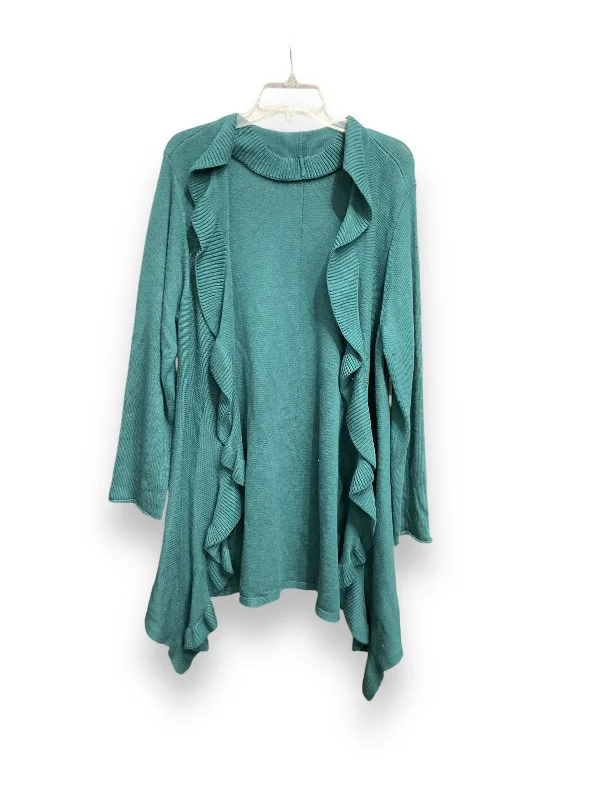 Men's short-sleeve modern fit shirt-Cardigan By J. Jill In Green, Size: L