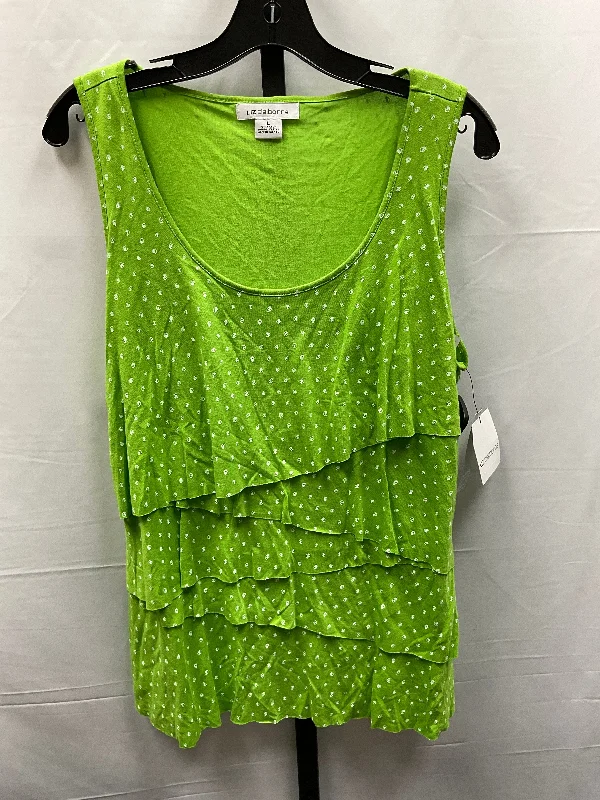 Men's short-sleeve casual shirt-Green Top Sleeveless Liz Claiborne, Size L