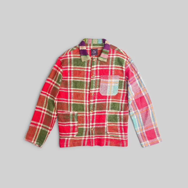 Men's short-sleeve plaid shirt-Handwoven Workshirt