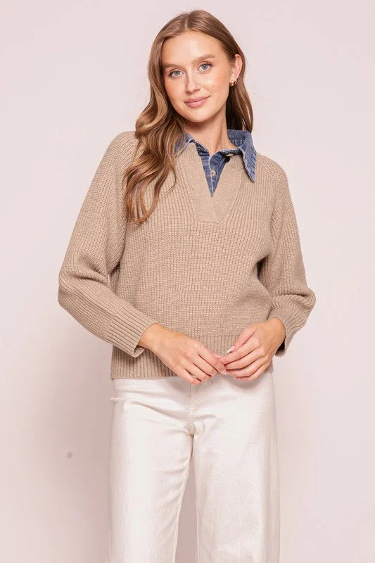 Sweet Escape Denim Contrast Sweater