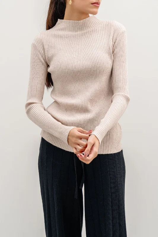 RIBBED HIGH CREW SWEATER