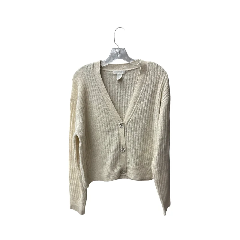 Men's short-sleeve mesh athletic top-Sweater Cardigan By H&m In Cream, Size: M