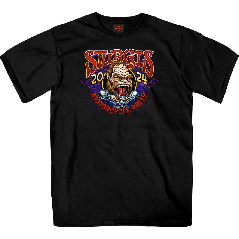 Men's short-sleeve gothic black shirt-2024 Sturgis Men's Bigfoot Black Motorcycle Rally T-Shirt SPB1111