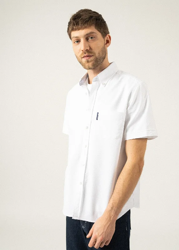 Men's short-sleeve stylish top-Amboise short sleeve shirt - regular fit, in cotton oxford (BLANC)