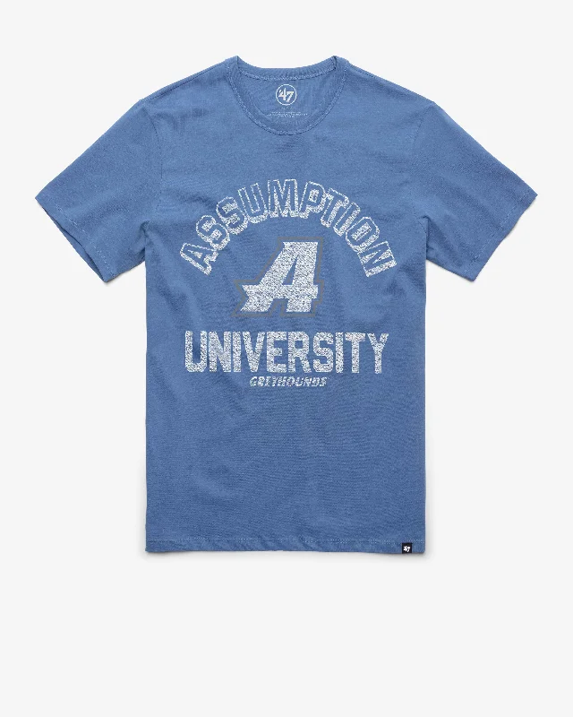 Men's short-sleeve navy athletic shirt-ASSUMPTION GREYHOUNDS RETROGRADE '47 FRANKLIN TEE