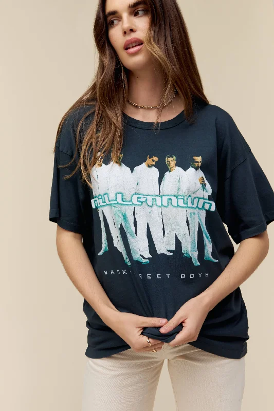 Men's short-sleeve casual blue tee-Backstreet Boys Millennium Merch Tee